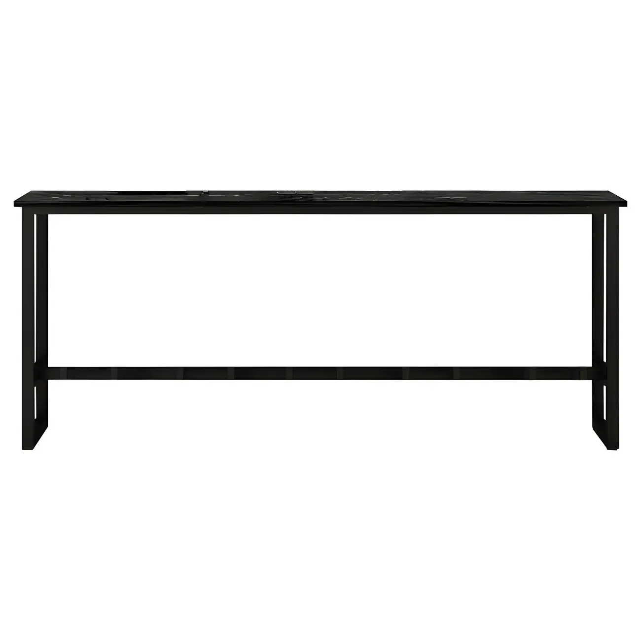 Rectangular Tall Wood Metal Base Bar Table Black
