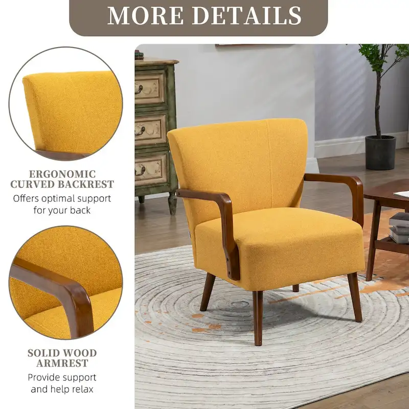 Modern chairs in the living room, wooden frame armchairs