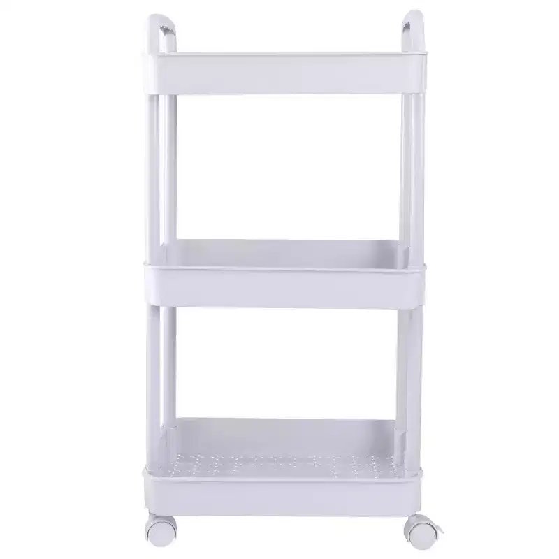 Organize It All 3 Tier Storage Rolling Utility Cart with Wheels White
