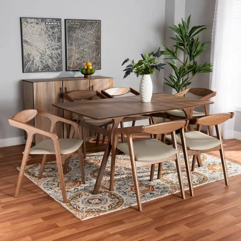Harland Mid-Century Modern 7-Piece Dining Set