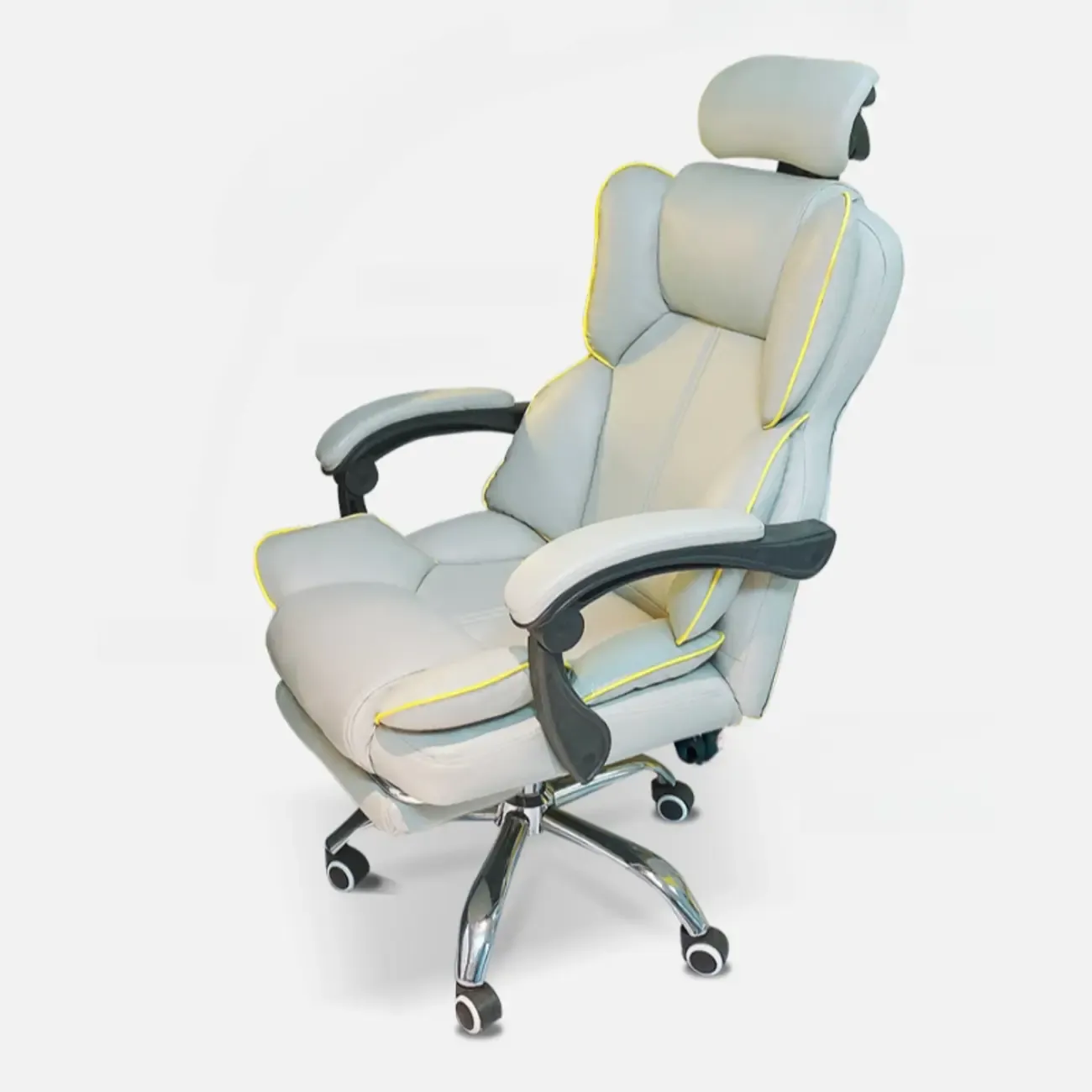 Modern White Leather Reclining Office Chair