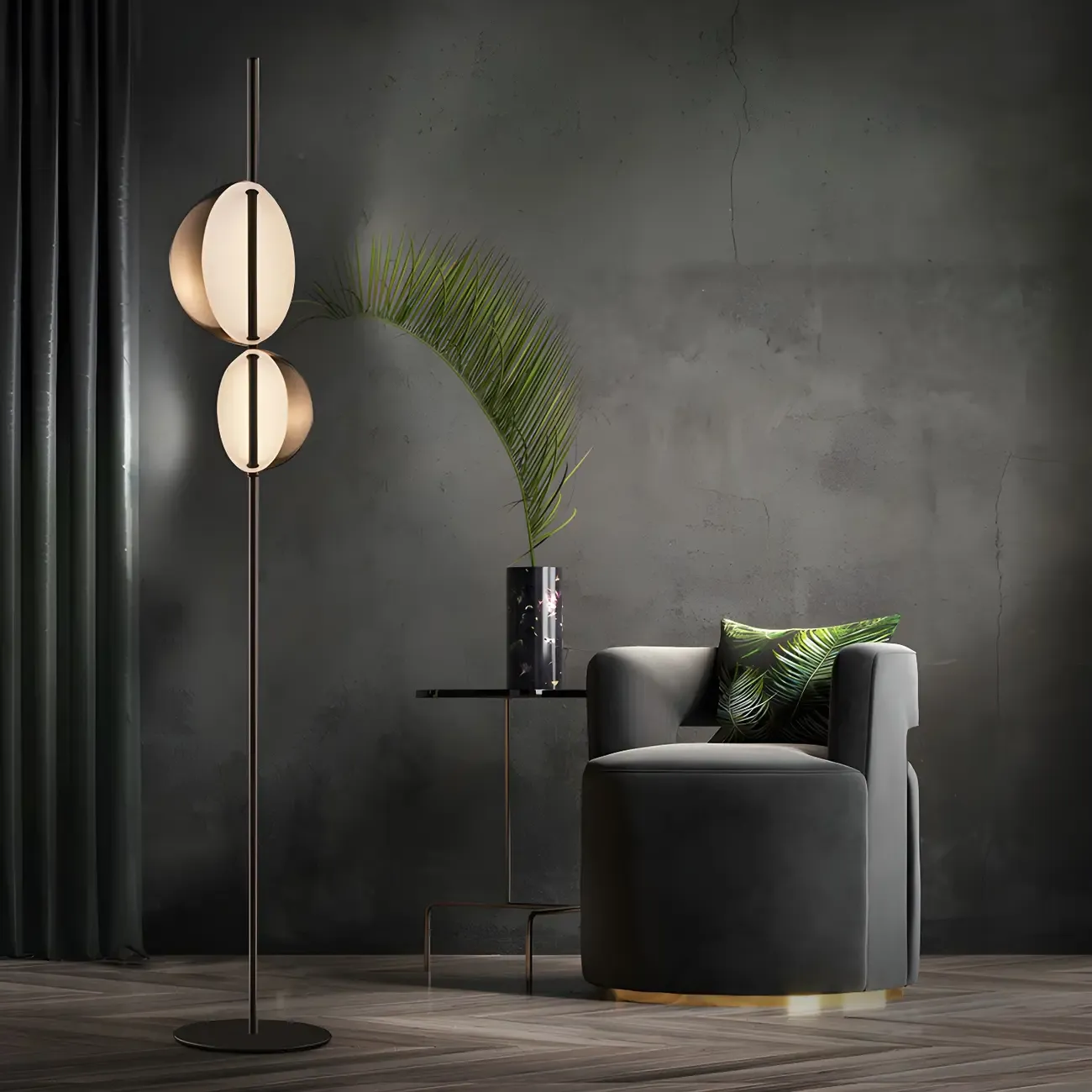 Modern 2-Light Hemispherical Metal Floor Lamp for Living Room