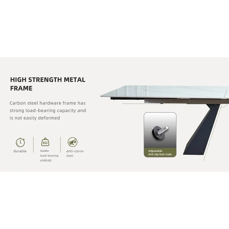 Extendable Sintered Stone Dining Table - 78-110 Inch