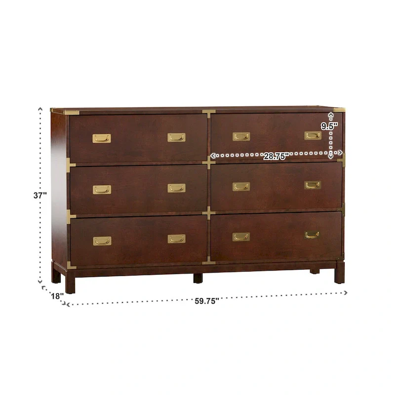 Kedric 6-Drawer Gold Accent Dresser by iNSPIRE Q Bold