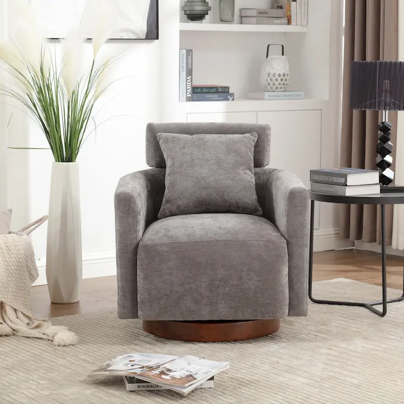 360 Degree Accent Swivel Chair,Chenille Upholstered Arm Chair