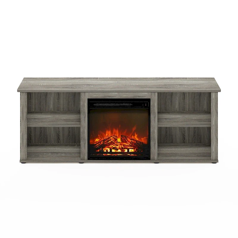Furinno Classic 60 Inch TV Stand with Fireplace