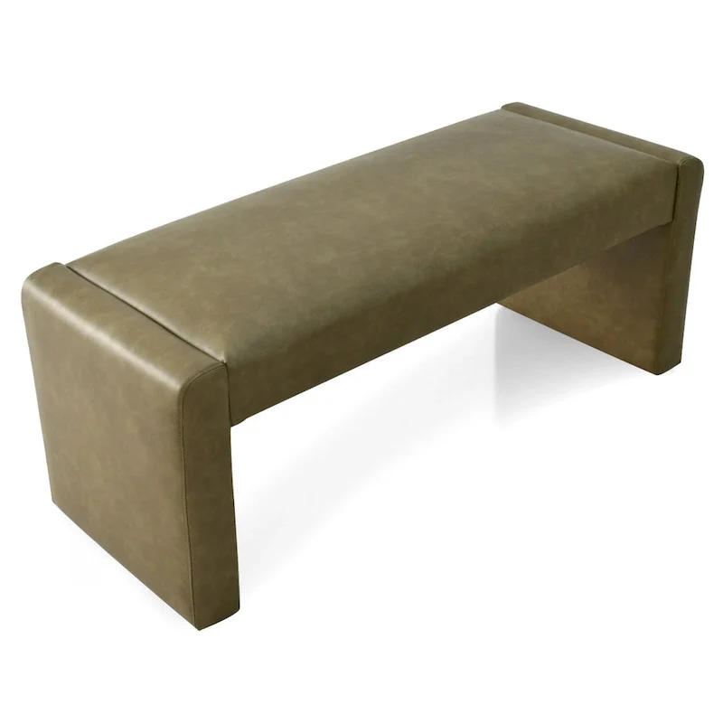 Tan Faux Leather Waterfall Bench - 47 Inch - Seats 2-3