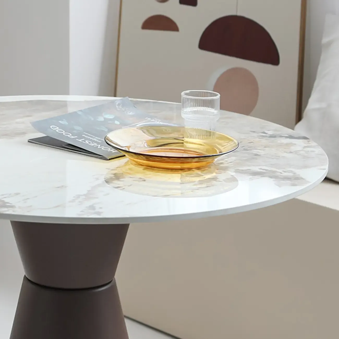 Elegant Pedestal Round White Marble Bar Table