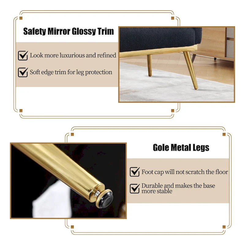 HOMYKA Sherpa Accent Chair Button Tufted Upholstered Linen Velvet Modern Armchair