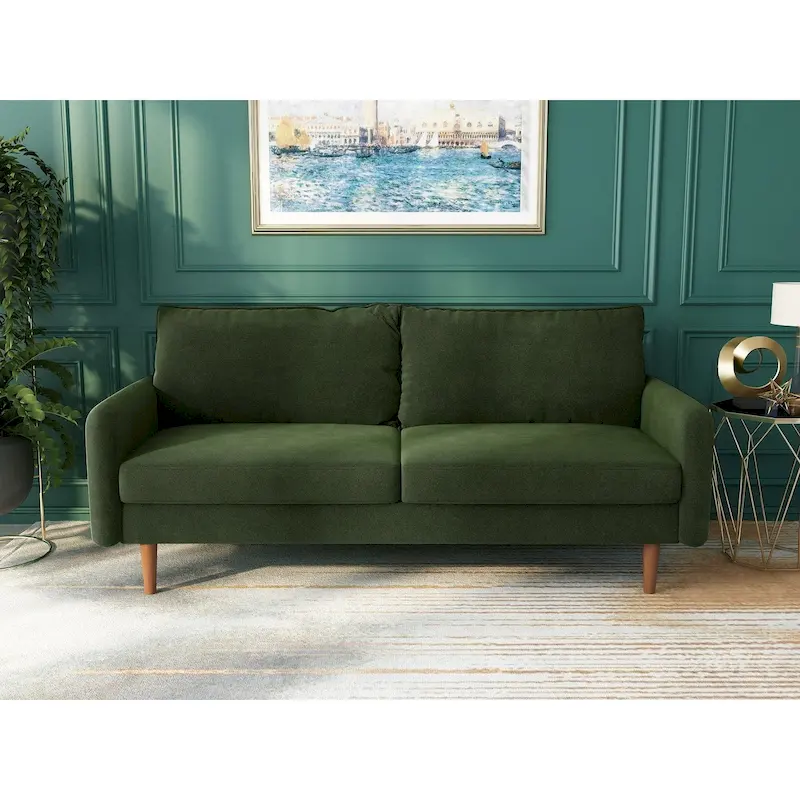 Velvet Square Arm Sofa - Multiple Colors, Contemporary Design, Seats 2-3
