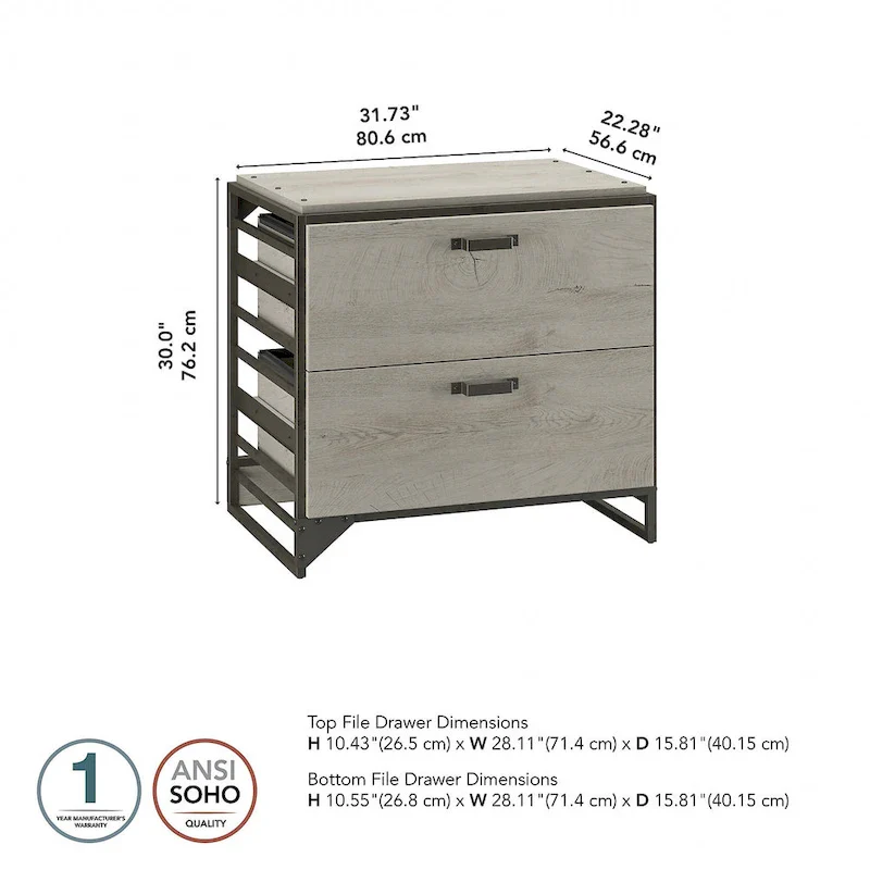 Lateral File Cabinet in Rustic Grey
