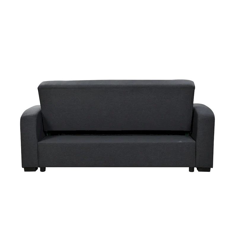 Roomfitters 75 Inch 3 in 1 Convertible Modern Sofa with Convenient Pull Out Bed, Reclining Backrest, Cup Holders, Pillows