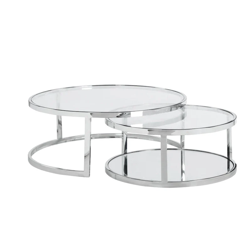 Somette 2-in-1 Round Nesting Cocktail Table Set - Cocktail Table - Cocktail Table