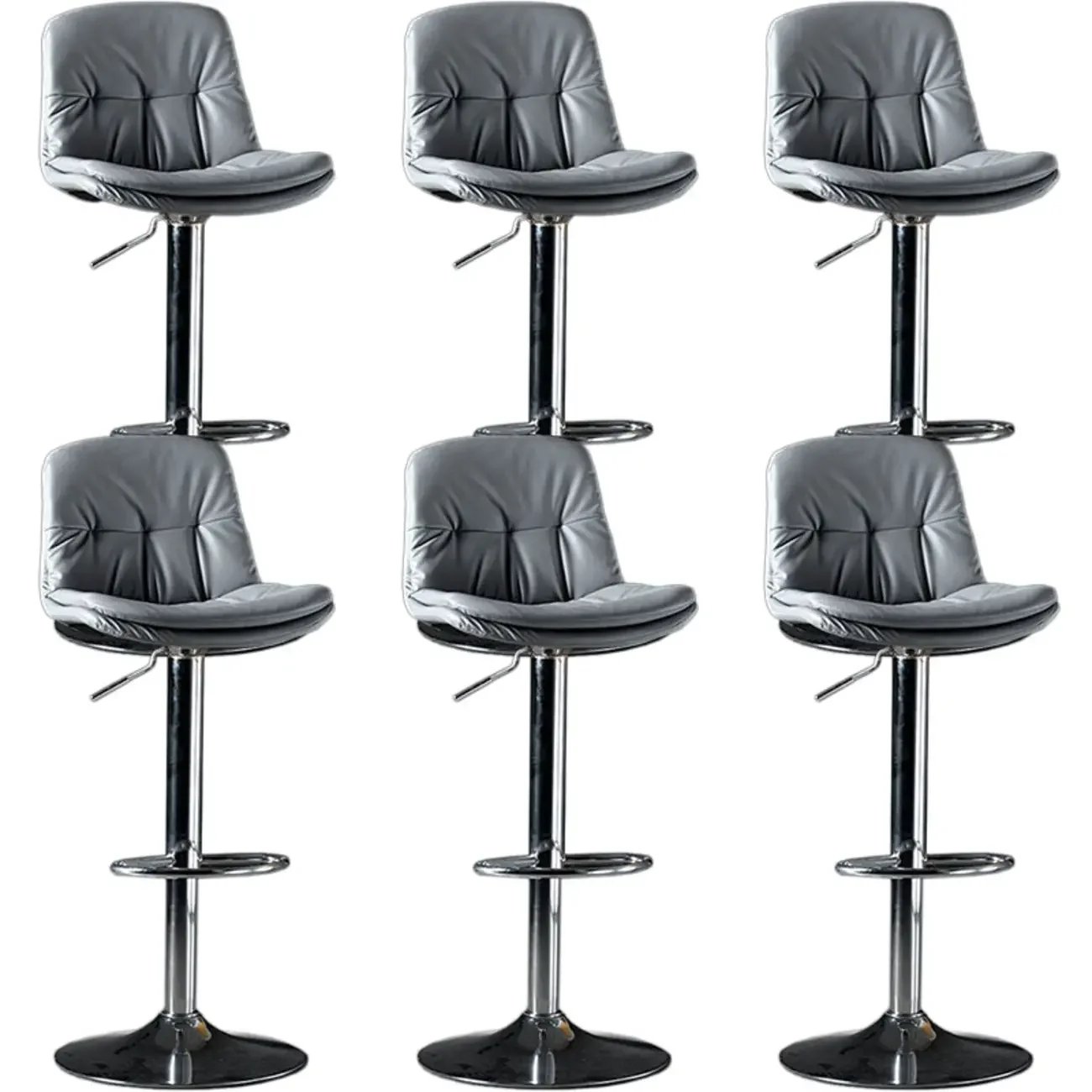 Adjustable Leather Low Back Swivel Bar Stool