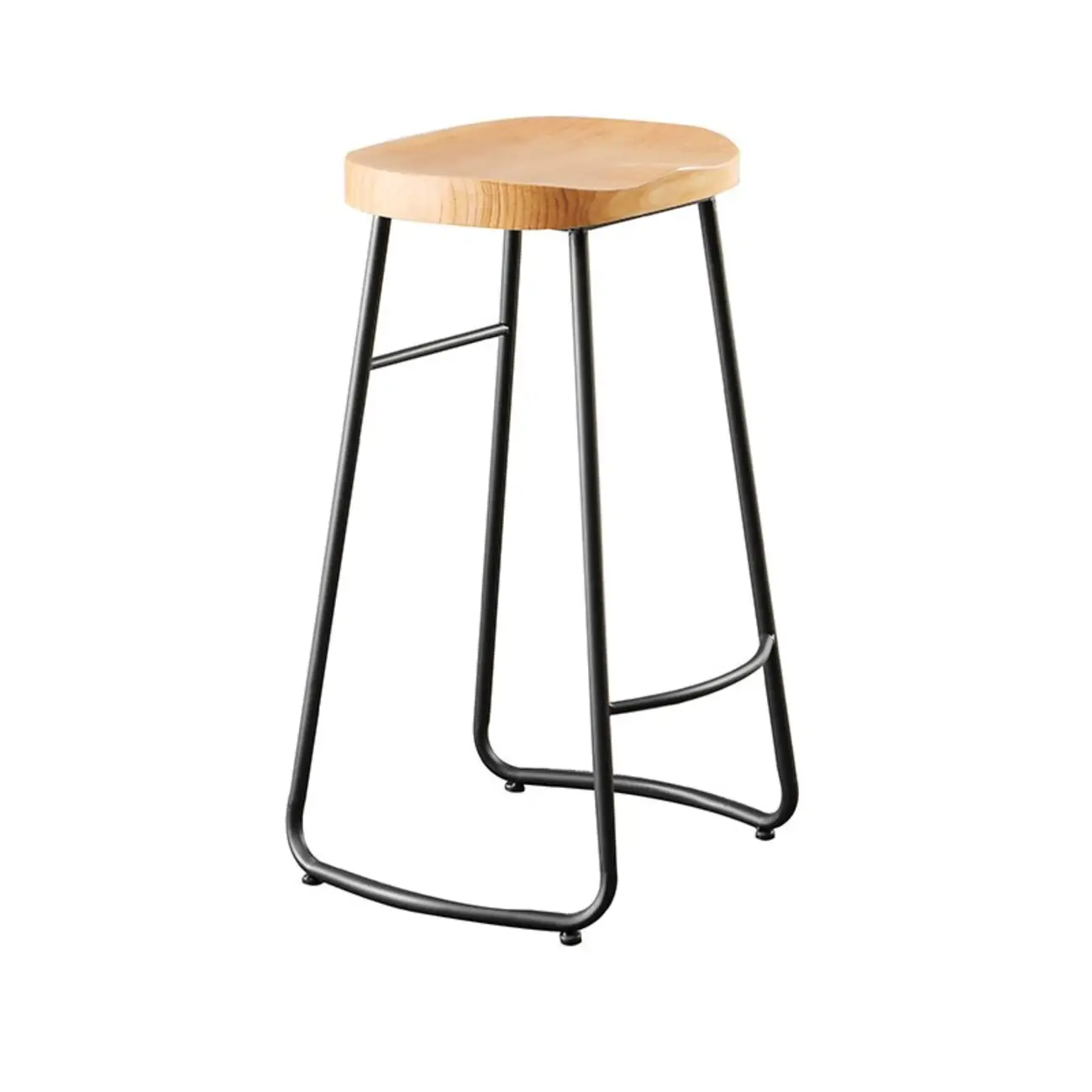 Natural Wood Saddle Seat Backless Counter Bar Stools