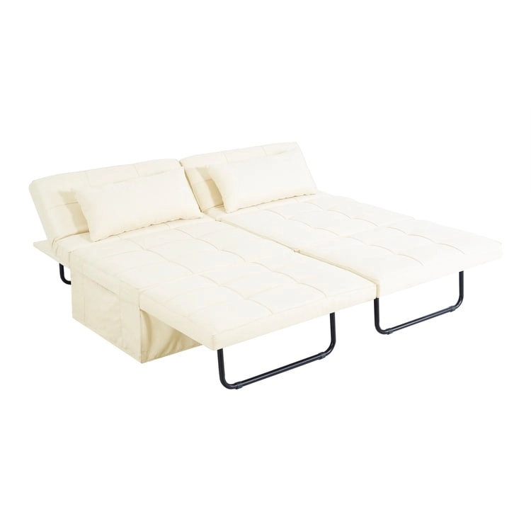 Sleeper Chair Bed, 4 In 1 Multi-Function Convertible Ottoman Bed, Breathable Linen Bed Chair, Convertible Sofa Bed