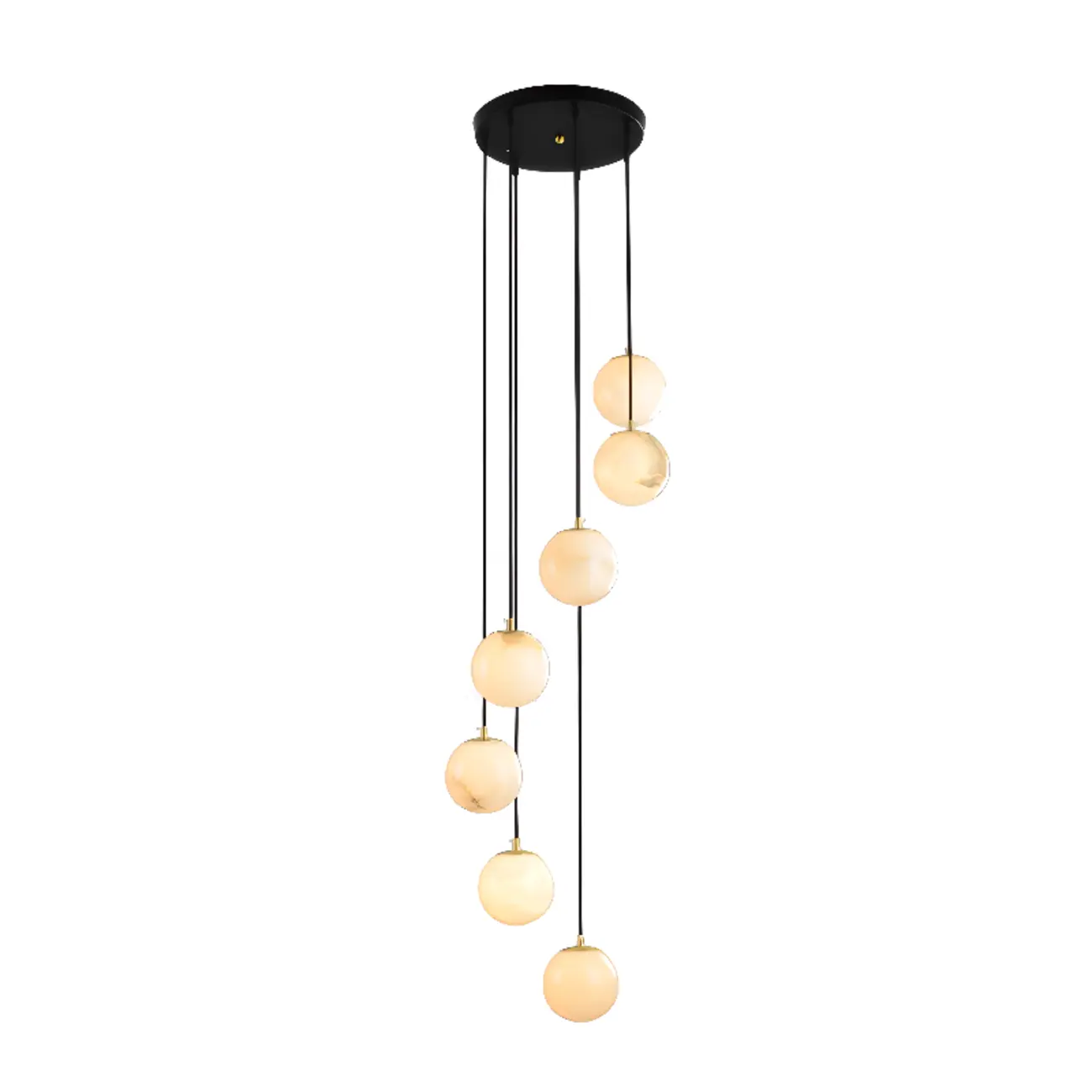 Adjustable Modern Stone Globe Rope Pendant Light