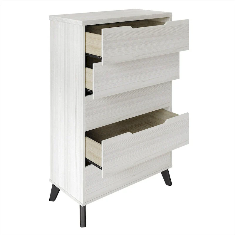 5-Drawer Solid Wood Chest with Tapered Legs