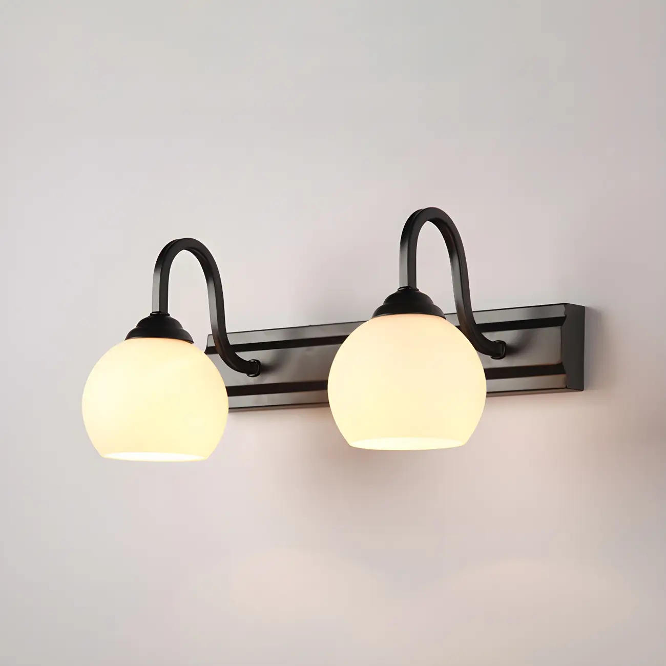 Traditional White Glass Dome Vanity Light for Bathroom