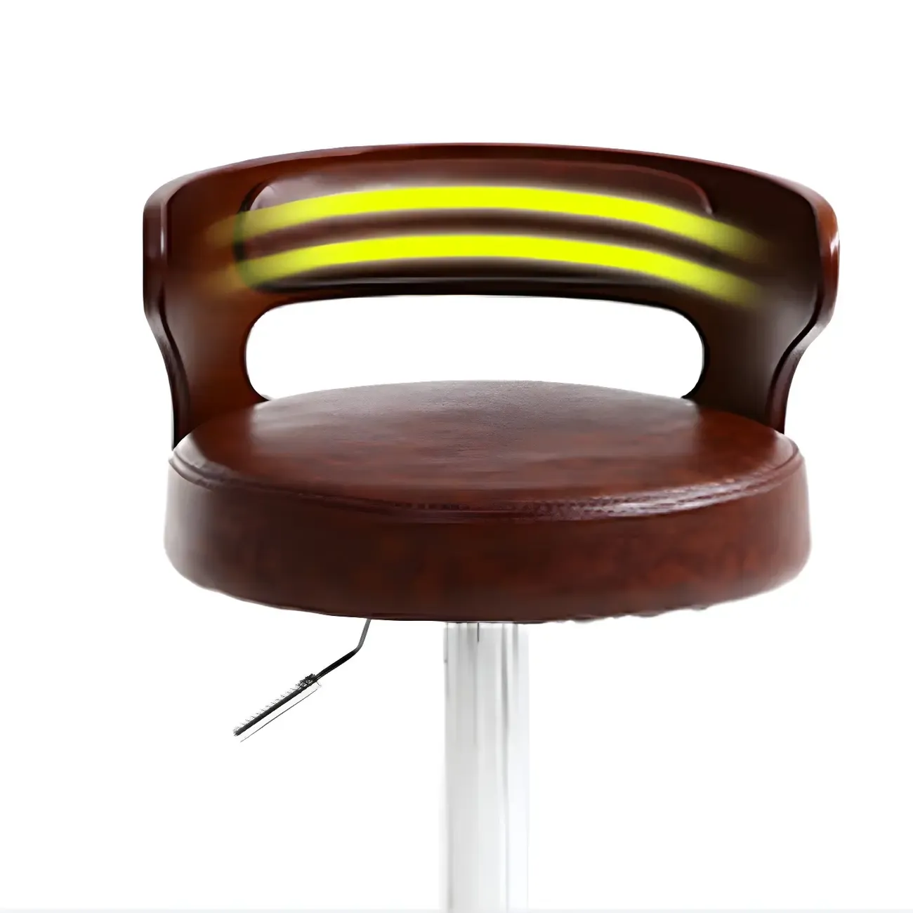 Adjustable Round Leather Swivel Bar Stools with Back