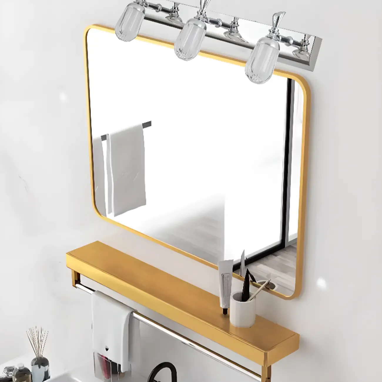 Modern Stainless Steel Bathroom Vanity Light Dimmable LED