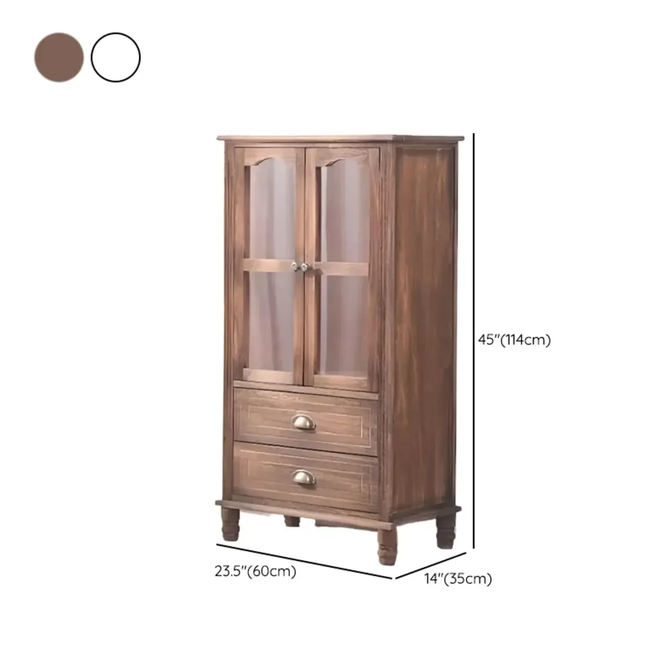 Freestanding Solid Wood White Cabinet with Drawers