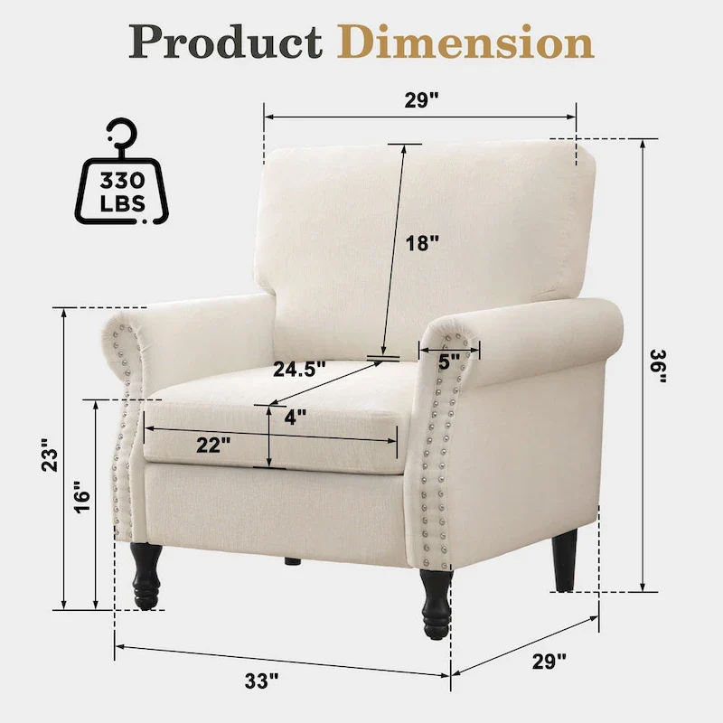 Modern Upholstered Armchair Nailhead Trim Accent Chair (Set of 2)