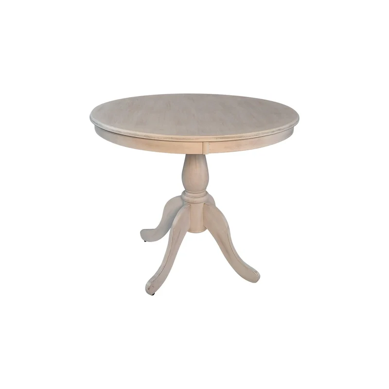 Round Pedestal Dining Table – Whitewash / Natural Driftwood