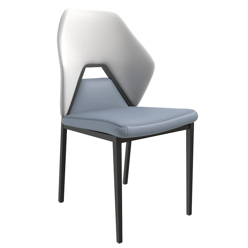 PU Leather Dining Chair – Brown/Grey/Blue Grey/Green Blue/White, Iron Legs, Single