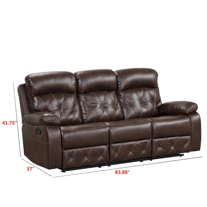 Owen 3-Piece Brown Breathable Leather Manual Reclining Sofa Set
