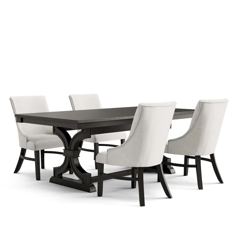 Furniture of America Kieran Farmhouse 5-Piece Black Wooden Dining Set
