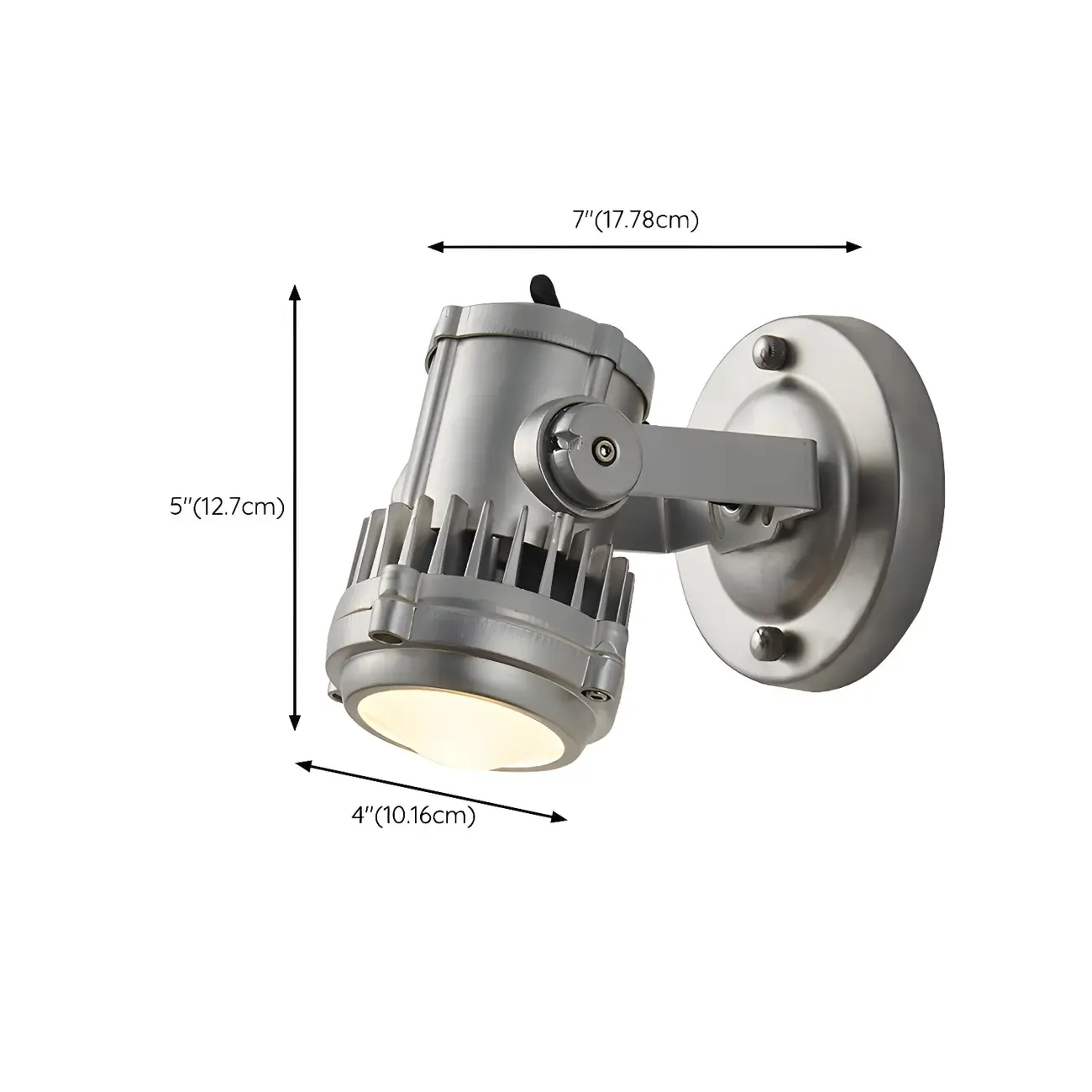 Industrial Metal Silver Prismatic Glass Swing Arm Wall Light