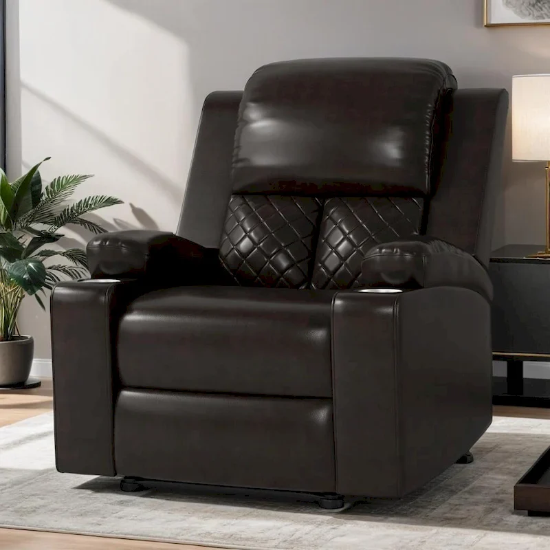 Home Theater Seating Manual Recliner with Overstuffed Back and Armrests