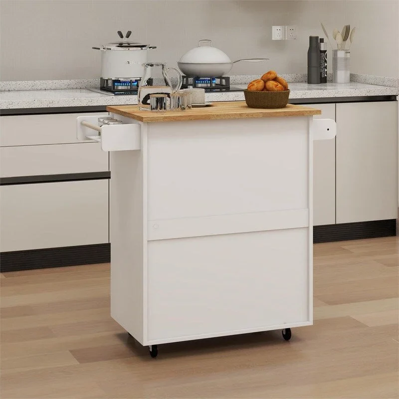 Kitchen Island Rolling Trolley Cart with Adjustable Shelves
