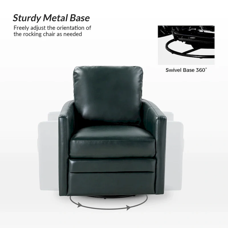 Transitional Swivel Faux Leather Barrel Chair with Metal Base