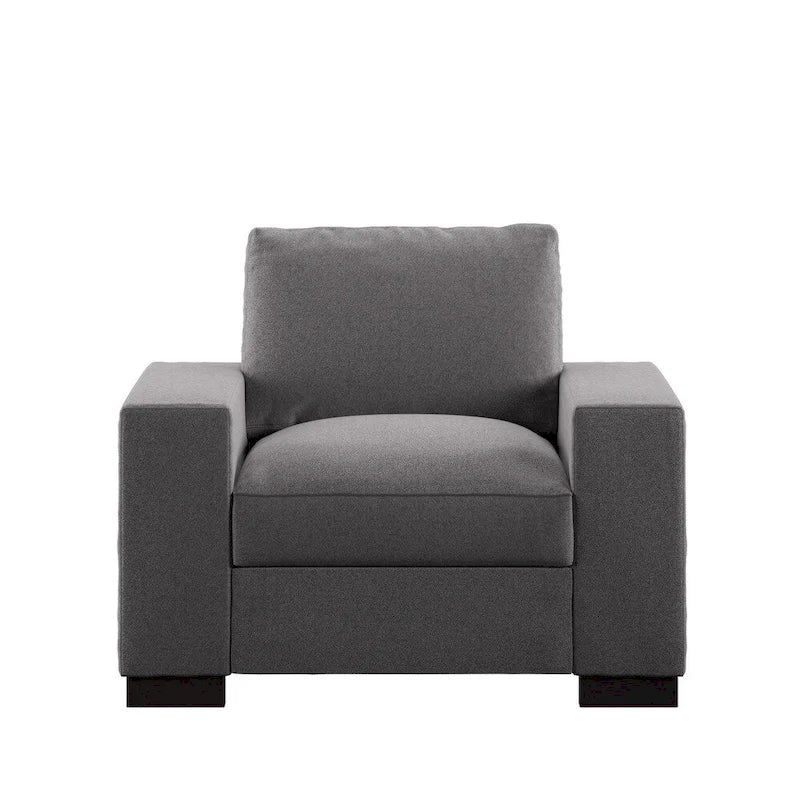 Grey Fabric Down-Filled Accent Chair – Track Arm, Single Seat