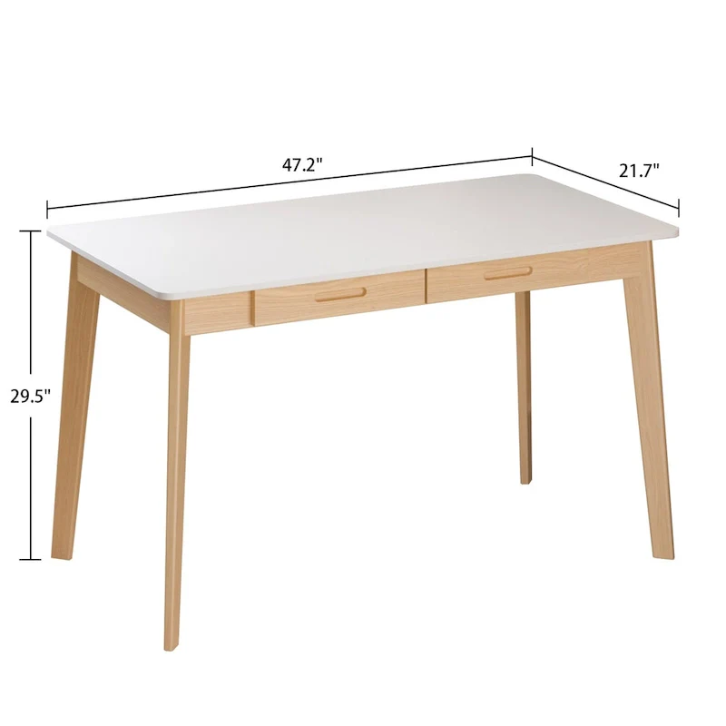 Writing Desk with 2 Drawers - Wood Legs - 47 Inch