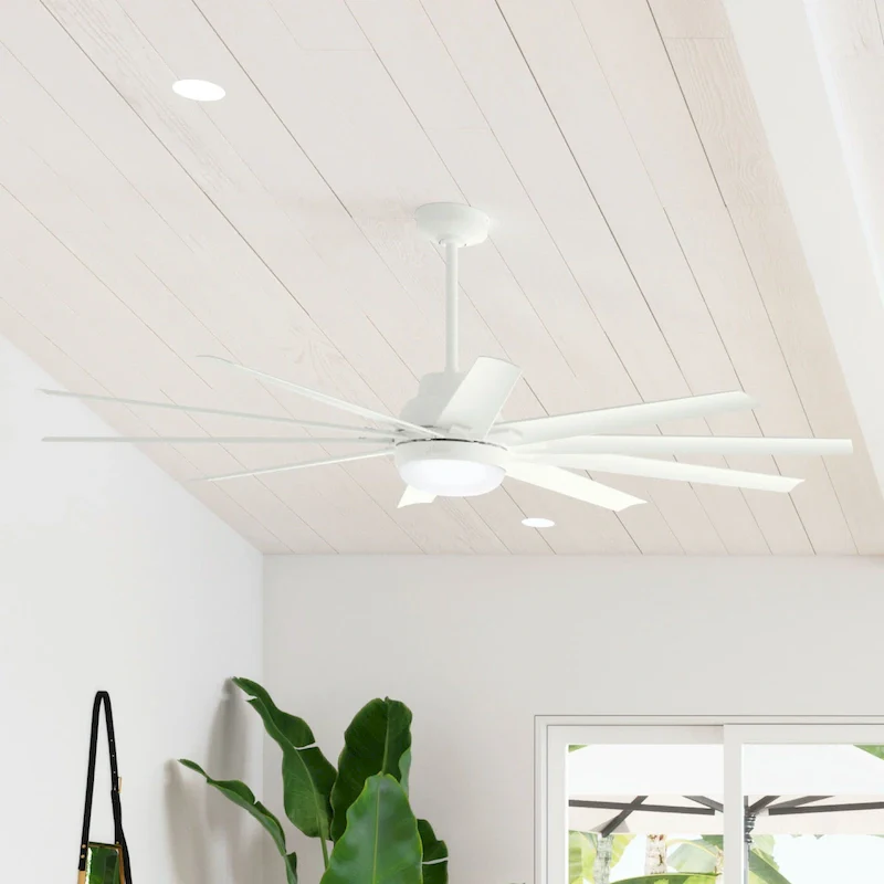 Hunter 72  Overton Outdoor Ceiling Fan w/Light Kit, Wall Control - Windmill - Transitional, Modern - DAMP RATED, ENERGY STAR!