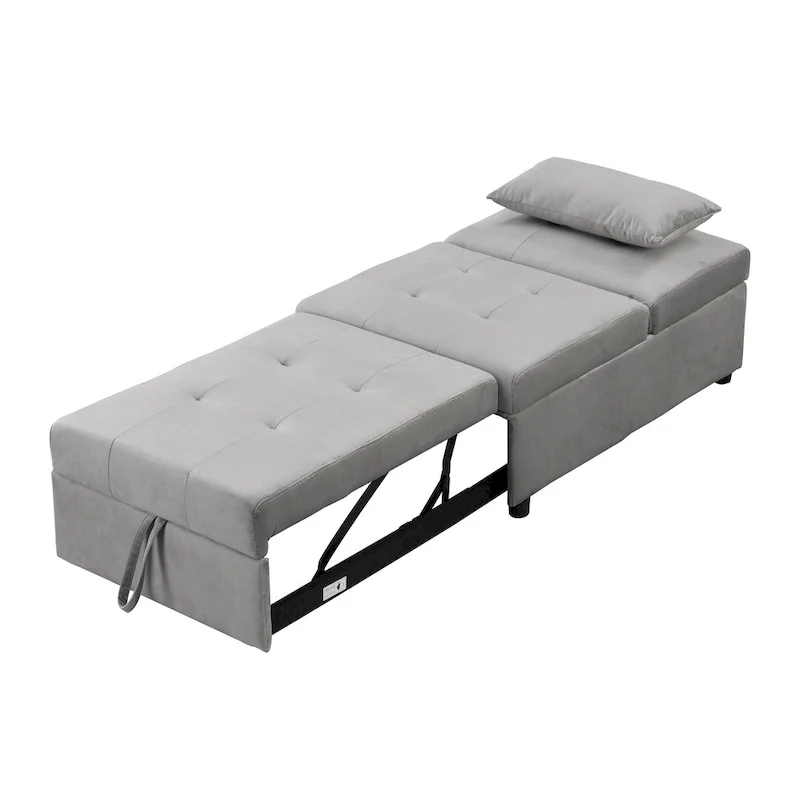 Multi-Functional Folding Ottoman Sofa Bed with Converts to Lounge Chair and Single Bed (264lb Capacity)