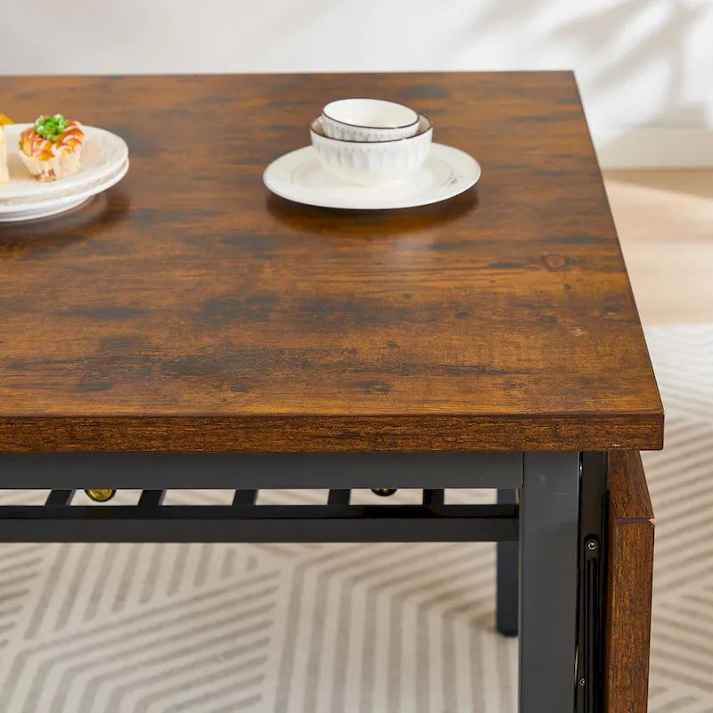 Industrial Folding Dining Table with Steel Frame