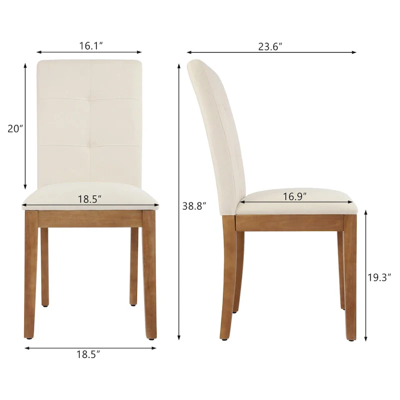 Upholstered Dining Chairs with Tufted High Back and Brushed Legs Set of 2