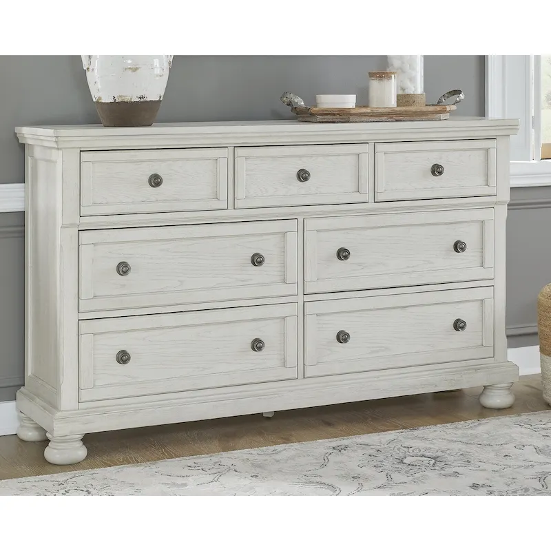 Antique White 7-Drawer Dresser | Single