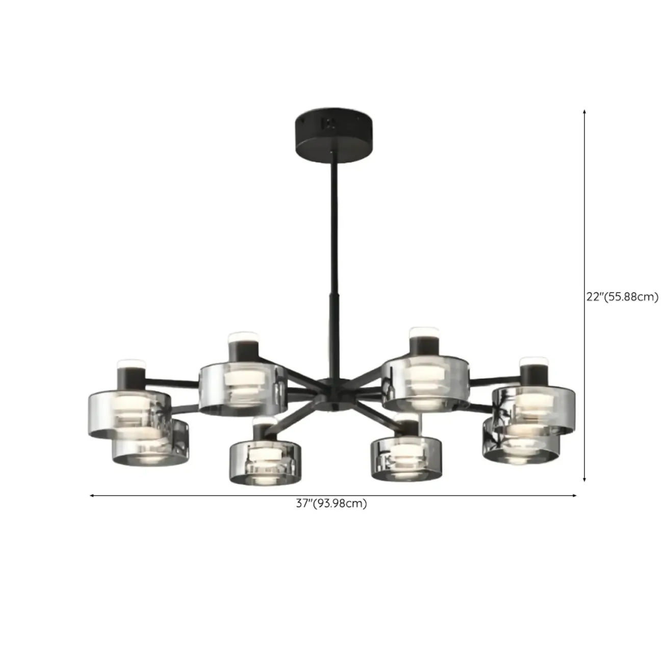 Modern Black Circle Round Glass LED Chandelier