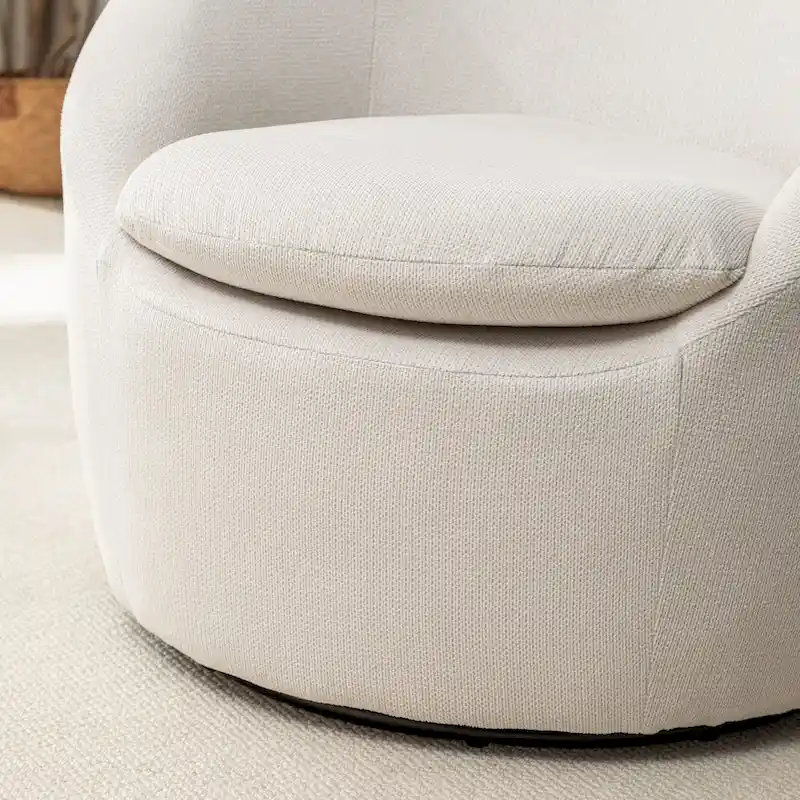 Swivel Barrel Chair - 360° Rotation - Boucle Fabric