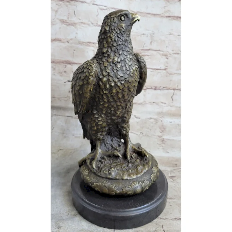 Guardian Eagle Hawk Bird Bronze Statue Sculpture Figure 12 Inches X 9 Inches