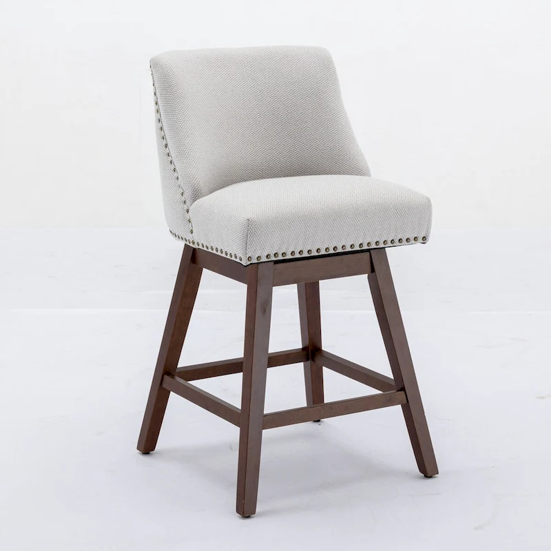 Counter Height Swivel Barstools, 26 H Seat Height Upholstered Bar Stools Set of 2, Fabric