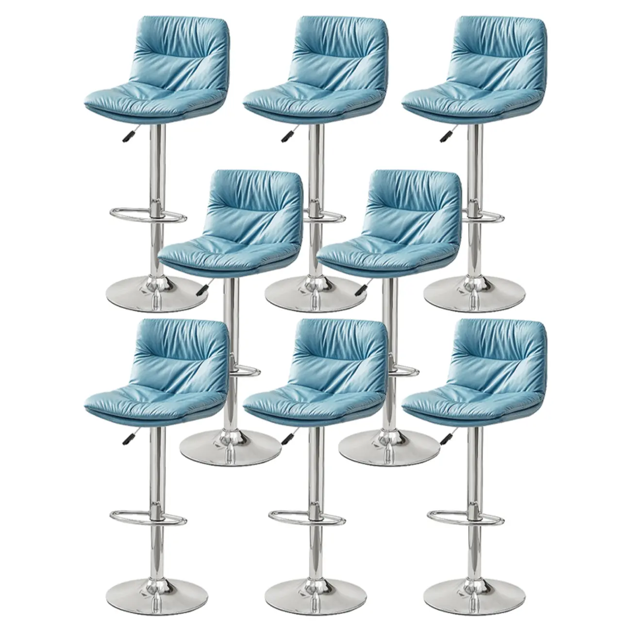 Modern Leather Saddle Swivel Adjustable Bar Stool