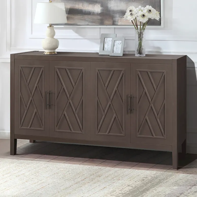 Brown / Black / Coffee 4-Door Sideboard Cabinet, 1-Unit