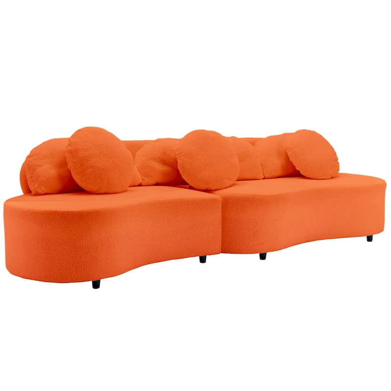 103.5 Lamb Velvet Armless Sofa with 6 Pillows and Floating Design