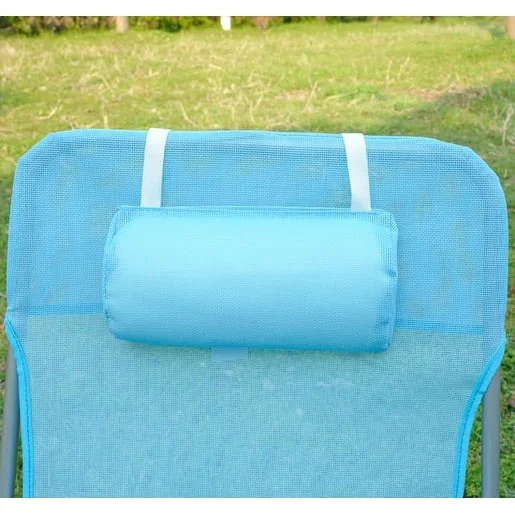 Outsunny Portable Sun Lounger, Folding Chaise Lounge Chair w/ Adjustable Backrest & Pillow for Beach, Poolside and Patio, Blue